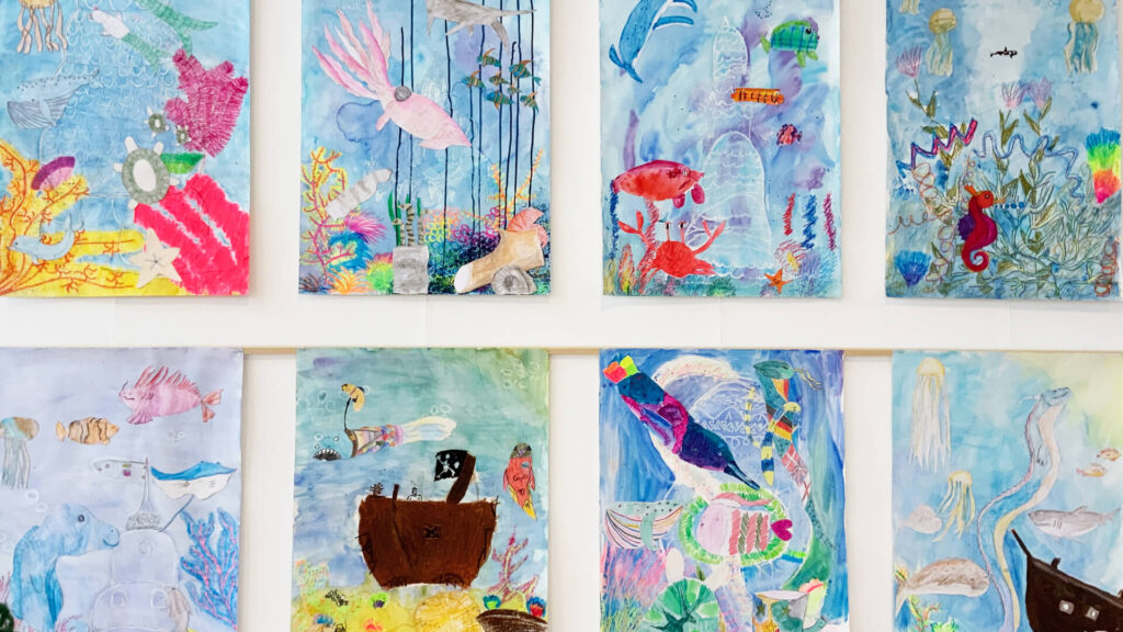 Wasserwelt Mixed-Media-Collage