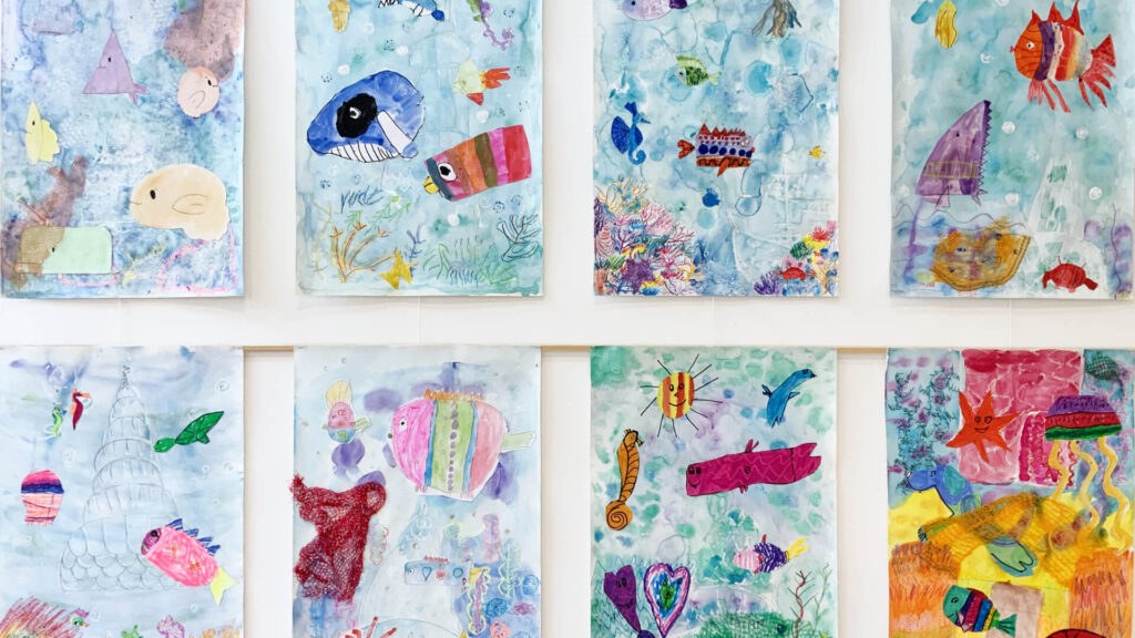 Wasserwelt Mixed-Media-Collage