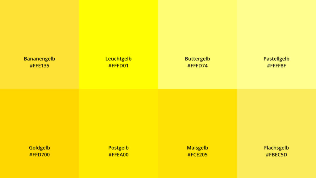 Farbpalette mit Nuancen in Gelb