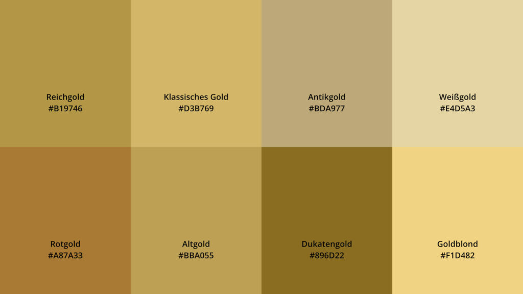 Farbpalette mit Nuancen in Gold