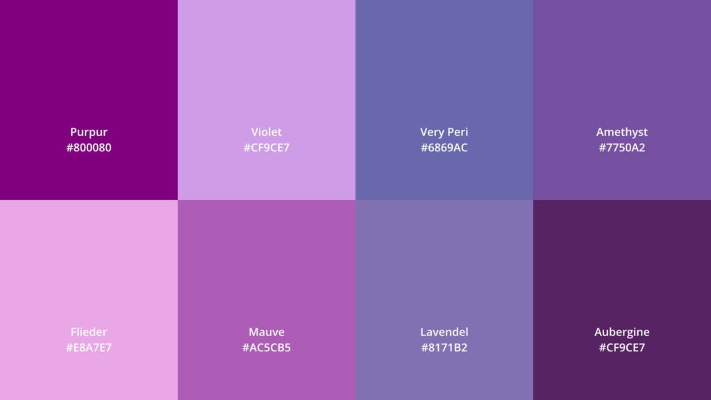 Farbpalette mit Nuancen in Lila | Violett