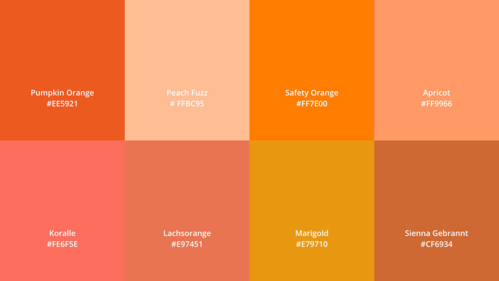 Farbpalette mit Nuancen in Orange