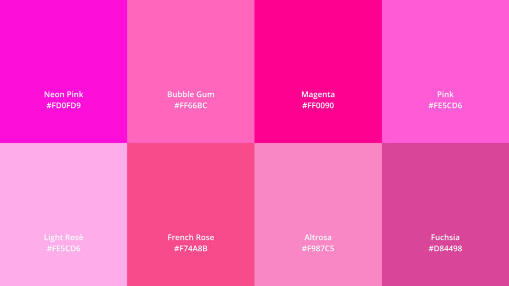 Farbpalette mit Nuancen in Pink | Magenta